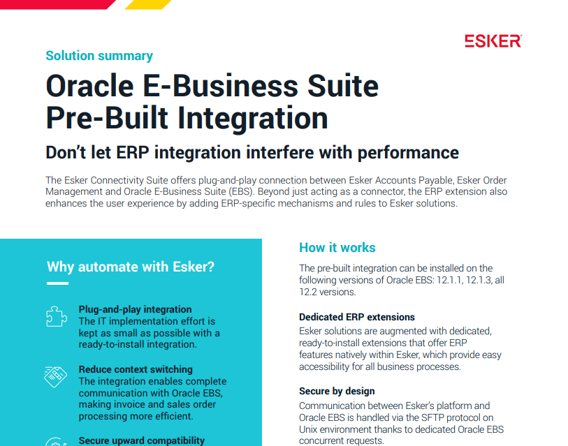 oracle ebusiness pre-build integration with esker overview