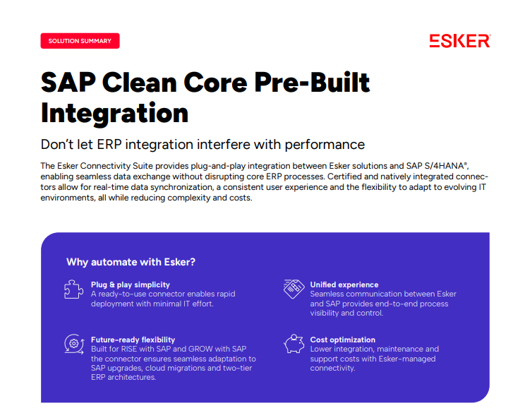 sap clean core pre-build integration with esker overview